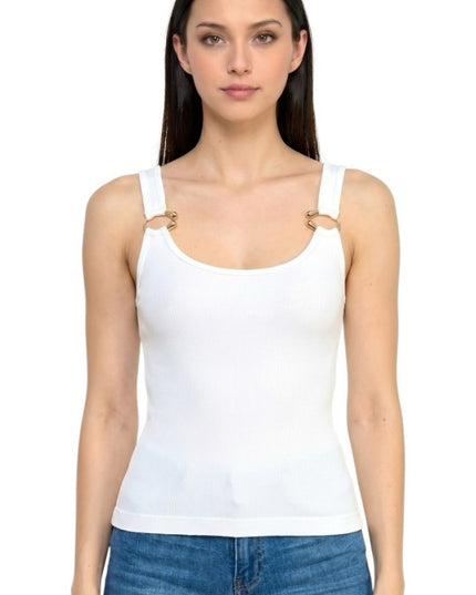 Hardware Accent Tank Top – Fitted Stretch Style
