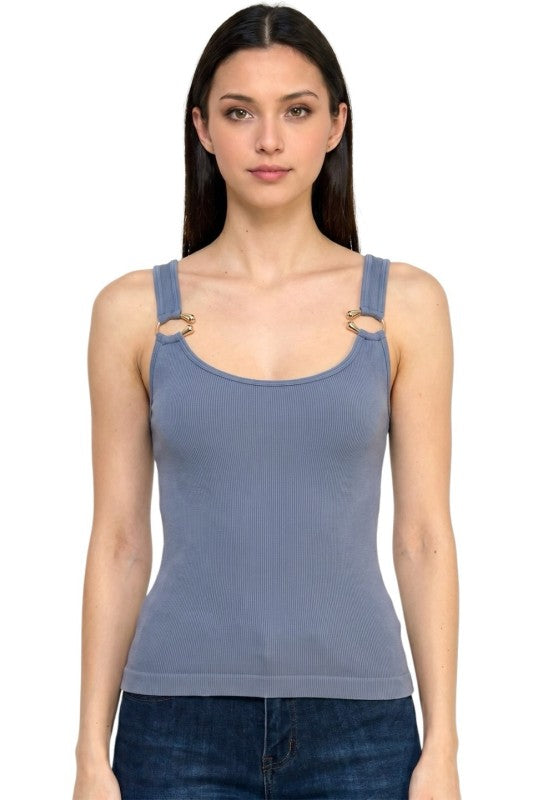 Hardware Accent Tank Top – Fitted Stretch Style
