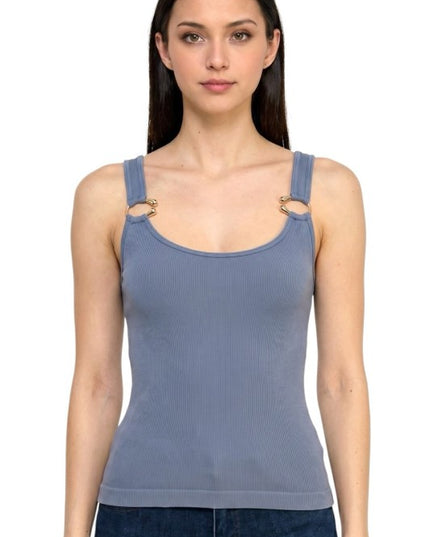 Hardware Accent Tank Top – Fitted Stretch Style