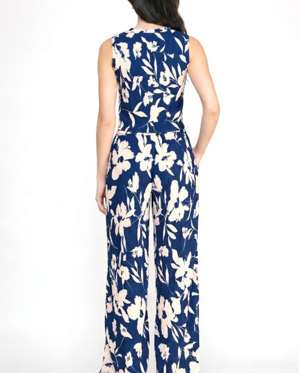 Floral Crinkle Crop Top & Pants Set – Relaxed Fit