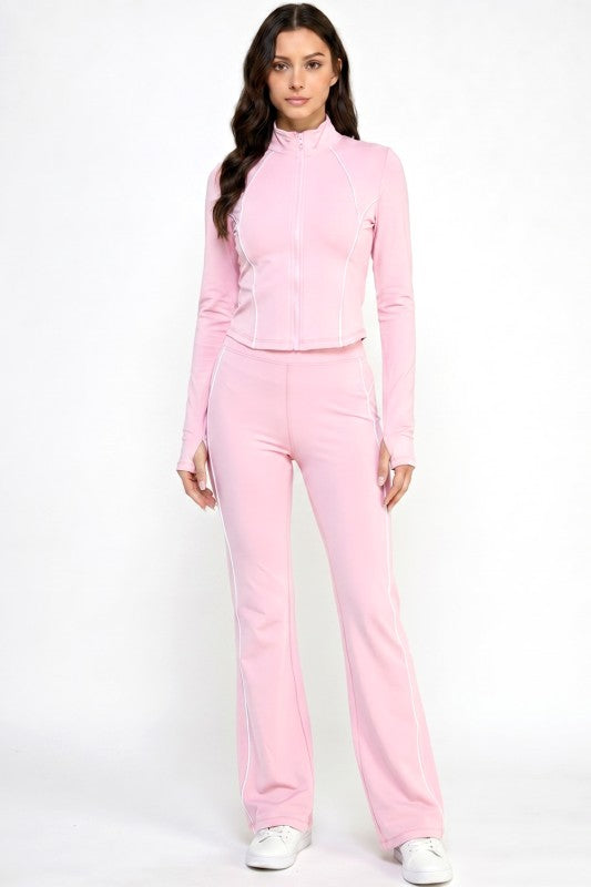 Yoga Flare Pants Set – Contrast Jacket Active Style