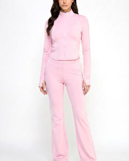 Yoga Flare Pants Set – Contrast Jacket Active Style