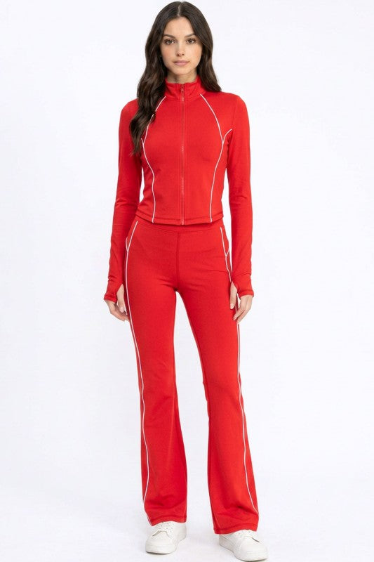 Yoga Flare Pants Set – Contrast Jacket Active Style
