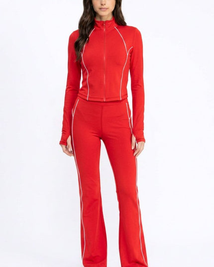 Yoga Flare Pants Set – Contrast Jacket Active Style