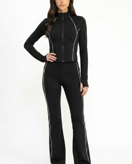 Yoga Flare Pants Set – Contrast Jacket Active Style