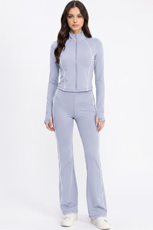 Yoga Flare Pants Set – Contrast Jacket Active Style