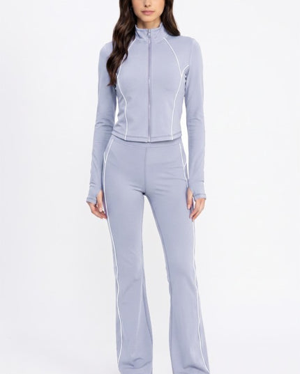 Yoga Flare Pants Set – Contrast Jacket Active Style