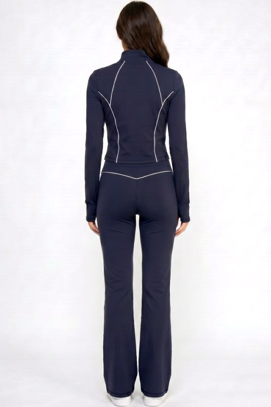 Yoga Flare Pants Set – Contrast Jacket Active Style