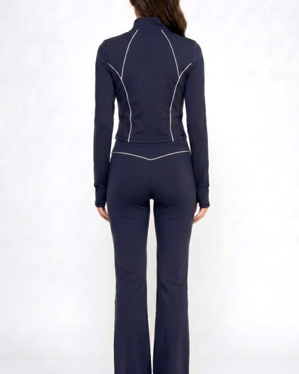 Yoga Flare Pants Set – Contrast Jacket Active Style