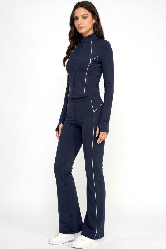 Yoga Flare Pants Set – Contrast Jacket Active Style