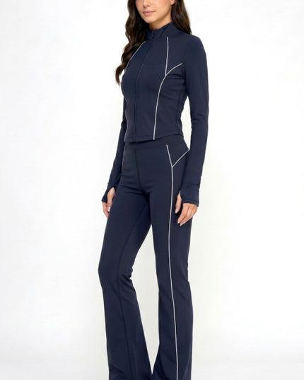 Yoga Flare Pants Set – Contrast Jacket Active Style