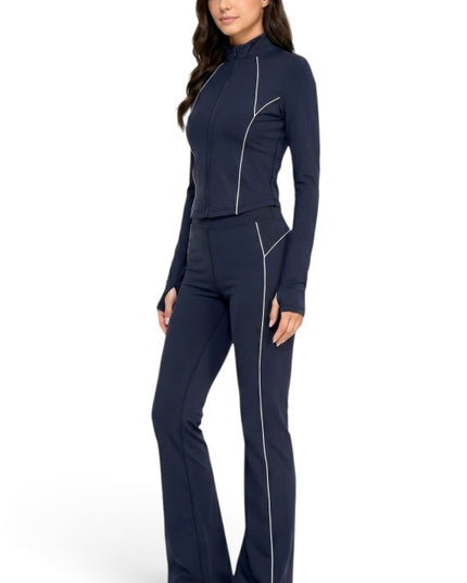 NX501SET Yoga Flare Pants Set – Contrast Jacket Active Style