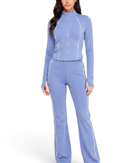 NX501SET Yoga Flare Pants Set – Contrast Jacket Active Style