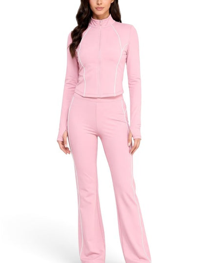 NX501SET Yoga Flare Pants Set – Contrast Jacket Active Style