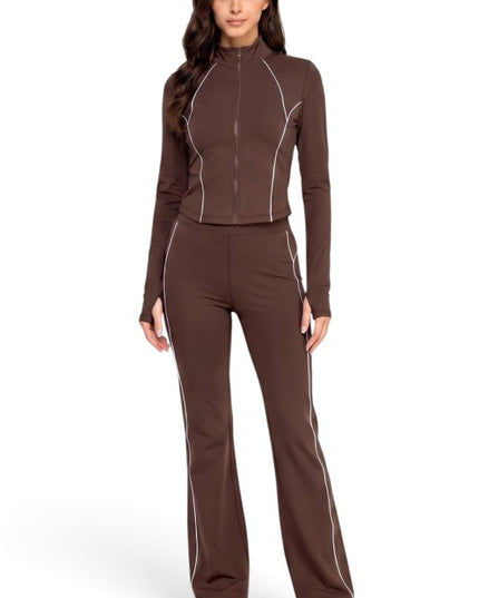 NX501SET Yoga Flare Pants Set – Contrast Jacket Active Style