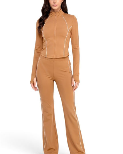 NX501SET Yoga Flare Pants Set – Contrast Jacket Active Style