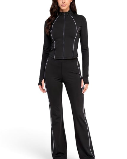 NX501SET Yoga Flare Pants Set – Contrast Jacket Active Style