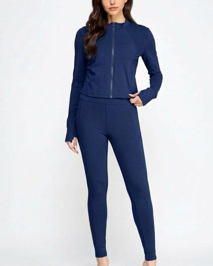 Active Yoga Set – Zip-Up Jacket & High Waist Leggings