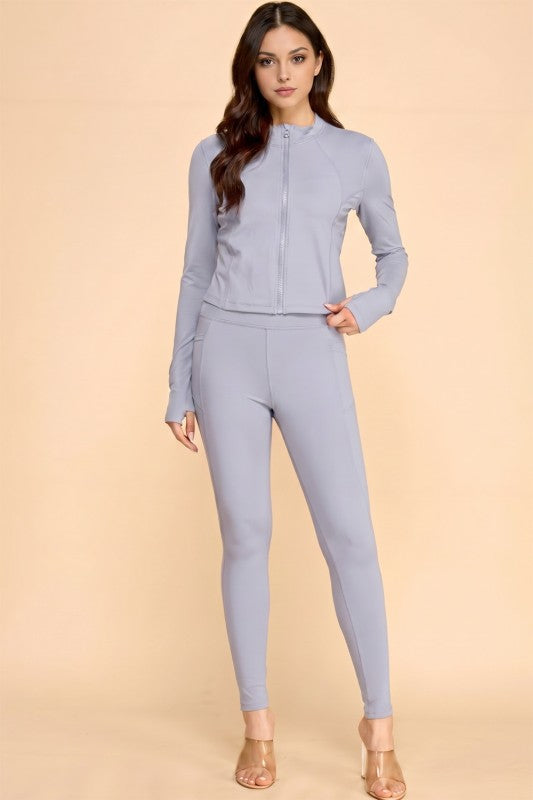 Active Yoga Set – Zip-Up Jacket & High Waist Leggings