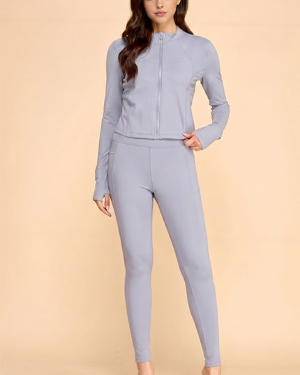 Active Yoga Set – Zip-Up Jacket & High Waist Leggings