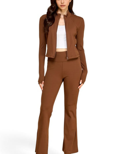 NX701-SET Yoga Zip-Up Jacket & Bell Bottom Set