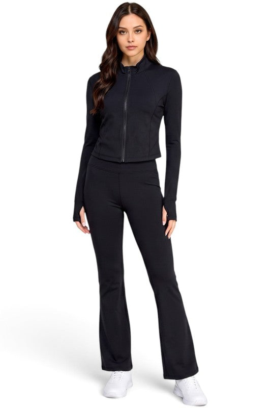NX701-SET Yoga Zip-Up Jacket & Bell Bottom Set