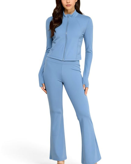 NX701-SET Yoga Zip-Up Jacket & Bell Bottom Set