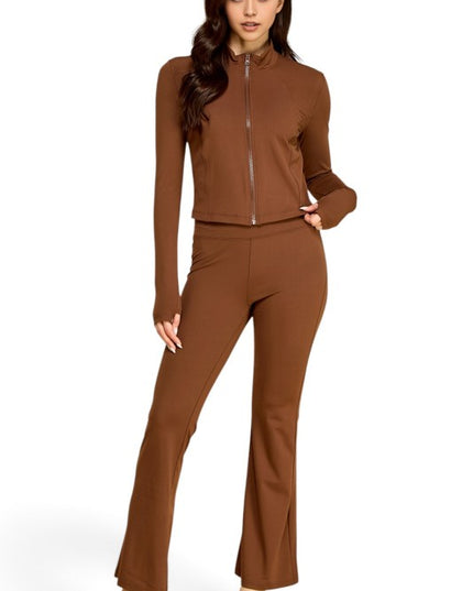 NX701-SET Yoga Zip-Up Jacket & Bell Bottom Set