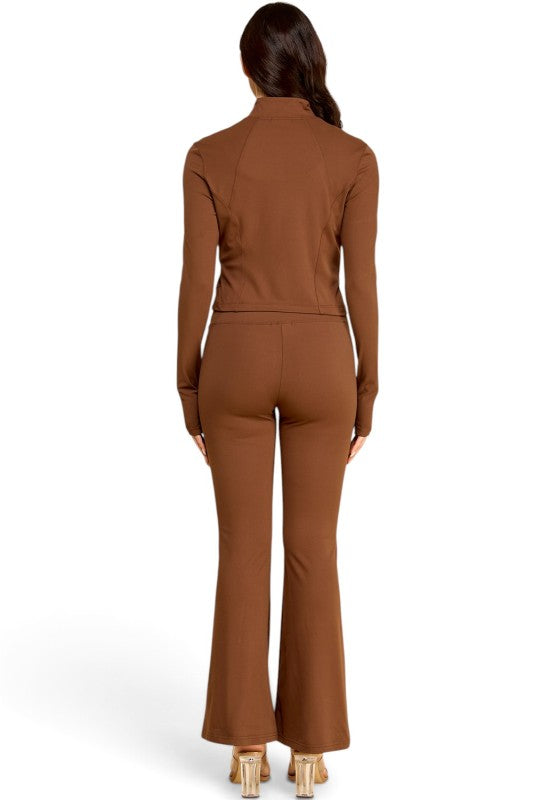 NX701-SET Yoga Zip-Up Jacket & Bell Bottom Set