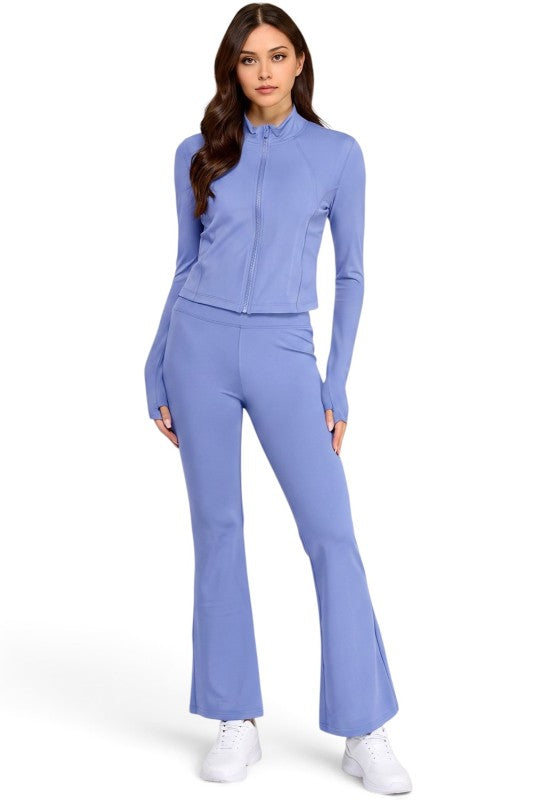 NX701-SET Yoga Zip-Up Jacket & Bell Bottom Set