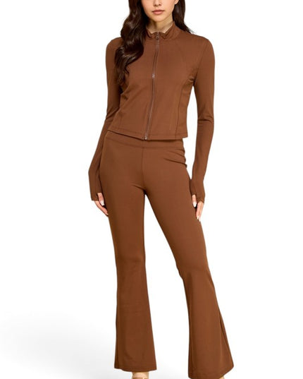 NX701-SET Yoga Zip-Up Jacket & Bell Bottom Set