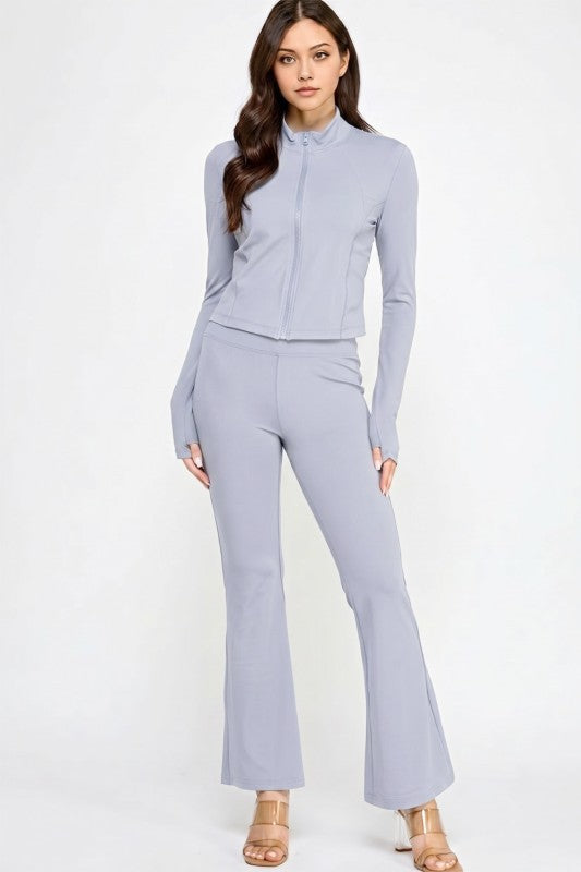 Yoga Zip-Up Jacket & Bell Bottom Set – Sculpt Fit Activewear