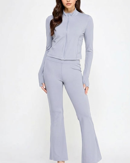 Yoga Zip-Up Jacket & Bell Bottom Set – Sculpt Fit Activewear