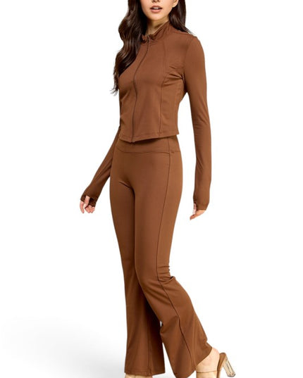 NX701-SET Yoga Zip-Up Jacket & Bell Bottom Set