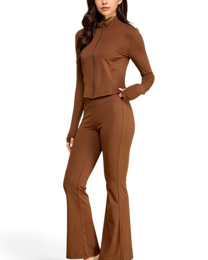 NX701-SET Yoga Zip-Up Jacket & Bell Bottom Set