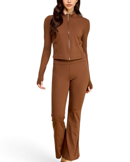 NX701-SET Yoga Zip-Up Jacket & Bell Bottom Set