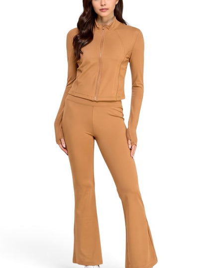 NX701-SET Yoga Zip-Up Jacket & Bell Bottom Set