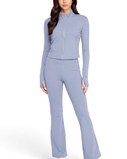 NX701-SET Yoga Zip-Up Jacket & Bell Bottom Set