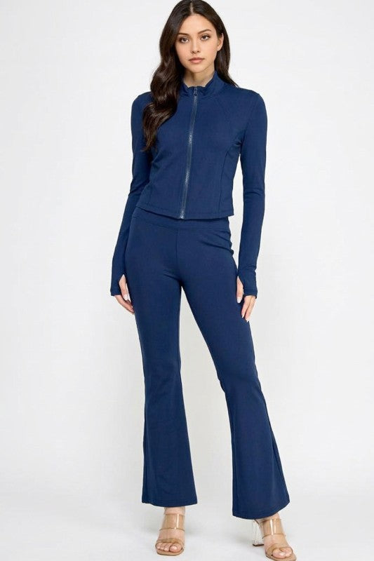 Yoga Zip-Up Jacket & Bell Bottom Set – Sculpt Fit Activewear