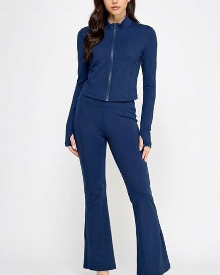 Yoga Zip-Up Jacket & Bell Bottom Set – Sculpt Fit Activewear