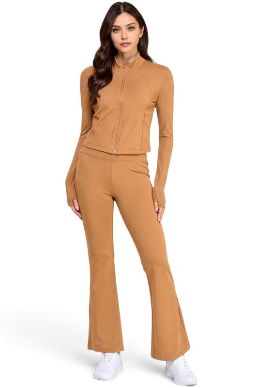 NX701-SET Yoga Zip-Up Jacket & Bell Bottom Set