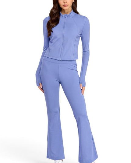 NX701-SET Yoga Zip-Up Jacket & Bell Bottom Set