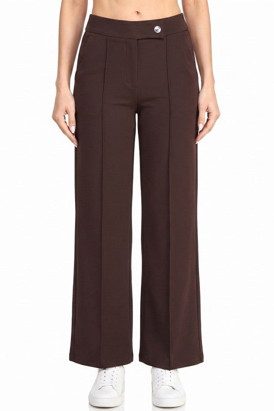 YC39 Button-Trimmed – High Rise Pleated Pants