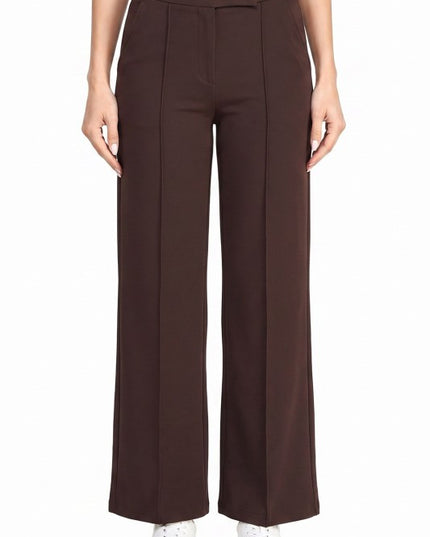 YC39 Button-Trimmed – High Rise Pleated Pants