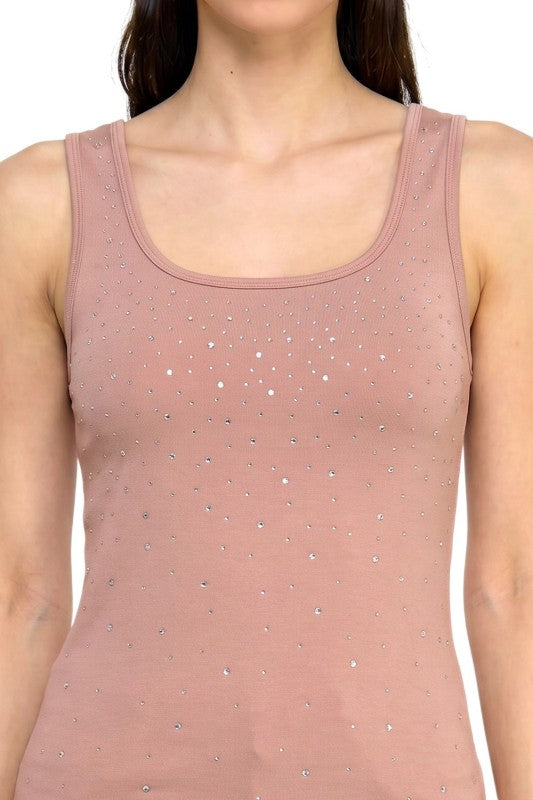 Rhinestone Tank Top – Glam Fit Statement Style