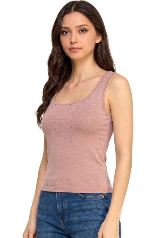 Rhinestone Tank Top – Glam Fit Statement Style