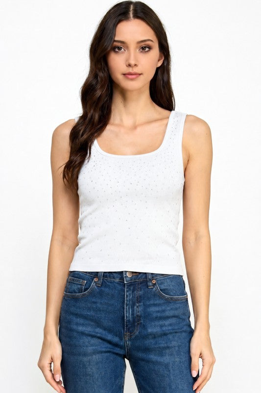 Rhinestone Tank Top – Glam Fit Statement Style