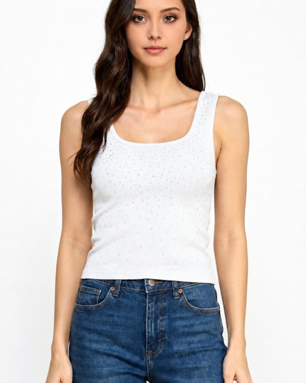 Rhinestone Tank Top – Glam Fit Statement Style