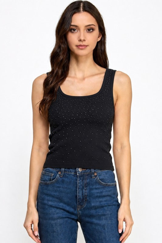 Rhinestone Tank Top – Glam Fit Statement Style