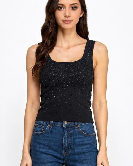 Rhinestone Tank Top – Glam Fit Statement Style
